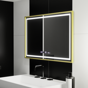 Prostokątne lusterko LED, 120x80 cm, Royale Gold Motionglow Marcello, System zmęczenia, zegar i termometr