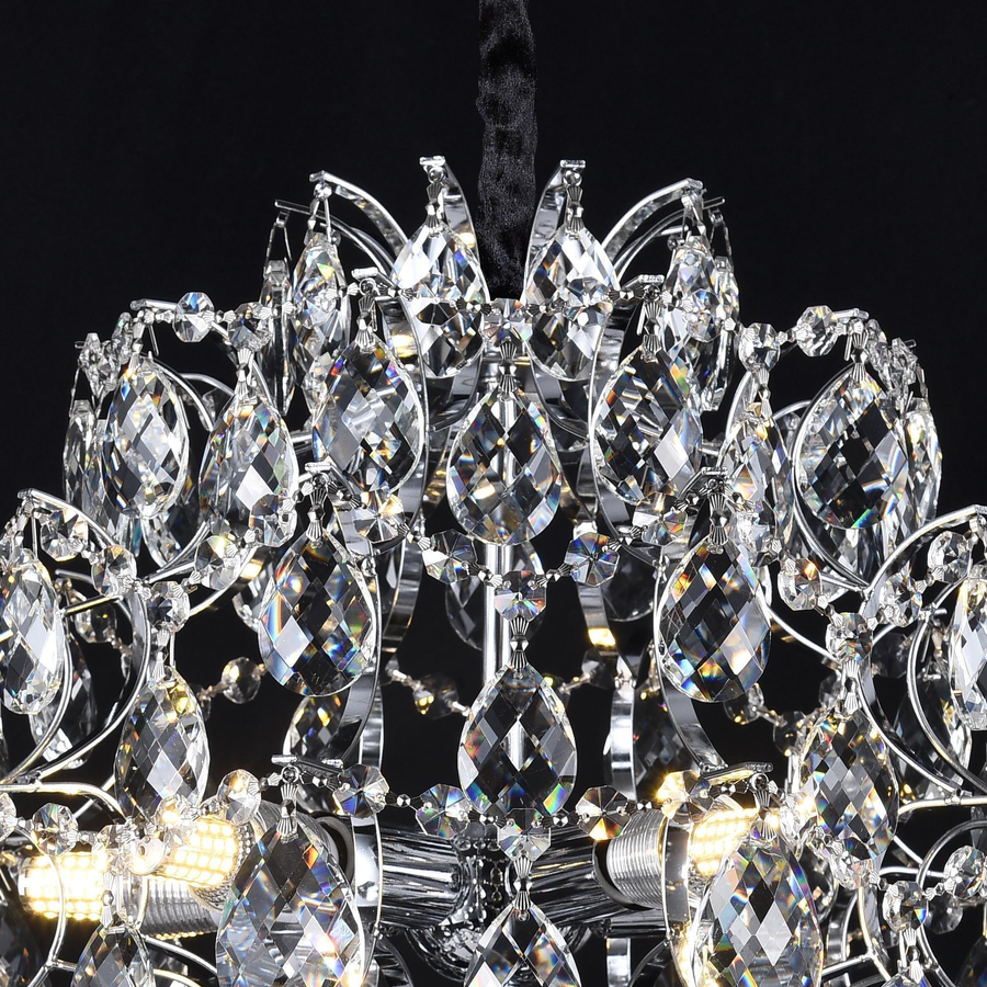Żyrandol kryształowy Fiamma, 6x E14, średnica 45 cm, złoty