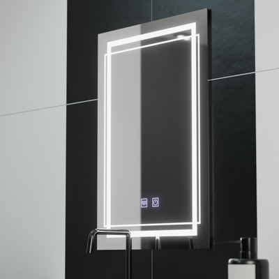 Prostokątne lustro LED, 50x70cm, KOVEN Touch, system odmgławiania, możliwość ściemniania