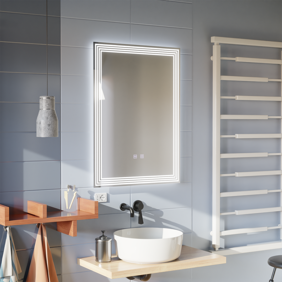 Prostokątne lustro LED, przeciwmgielne, 60x80cm, ADIS Basic Touch