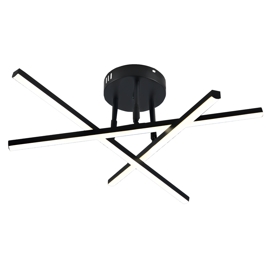 LED żyrandol z pilotem 40 W, 3 elementy, liniowe, zimne/gorące/neutralne światło, niestabilne, czarne