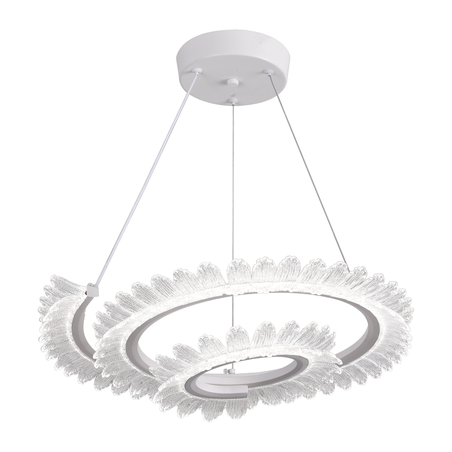 Żyrandol LED Luminis PRISM, kryształ i metal, 210 W, 4 okręgi, ściemnialny, regulowana wysokość, zimne/ciepłe/neutralne światło, luksusowe oświetlenie