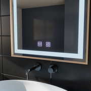Lustro Kariri Touch LED, 60x80 cm, funkcja Defro, rama w kolorze różowego złota szczotkowanego