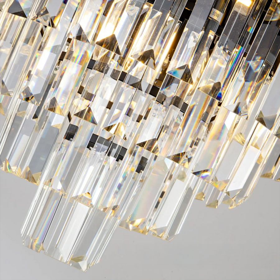 BLOIS Nobile Kryształowy Żyrandol 4xE14, Średnica 40cm, Czarny, Regulowana Wysokość