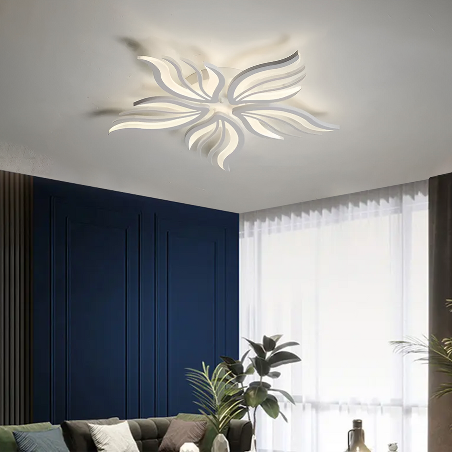 Żyrandol LED SAKURA 60 W z pilotem, 5 płatków, światło zimne/ciepłe/neutralne, ściemnialny, biały