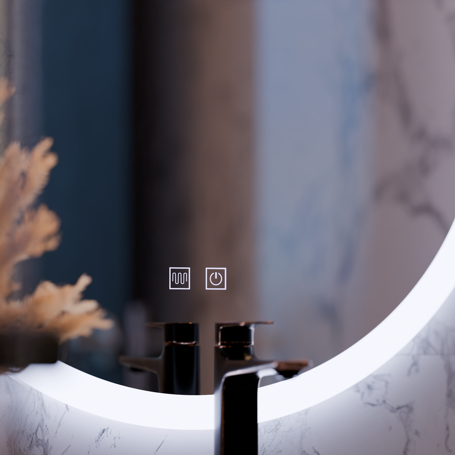 Okrągłe lusterko LED, 60 cm, dotyk noxia, system zniekształcony