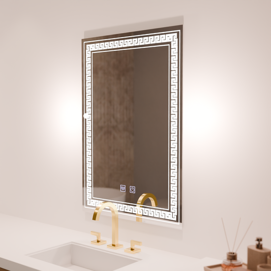 Prostokątne lustro LED, 60x80cm, Vivido Touch, system przeciwmgielny, ściemnialne