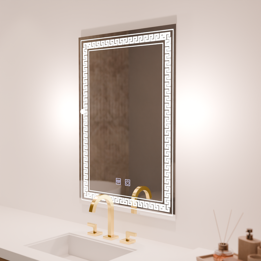 Prostokątne lustro LED, 60x80cm, Vivido Touch, system przeciwmgielny, ściemnialne