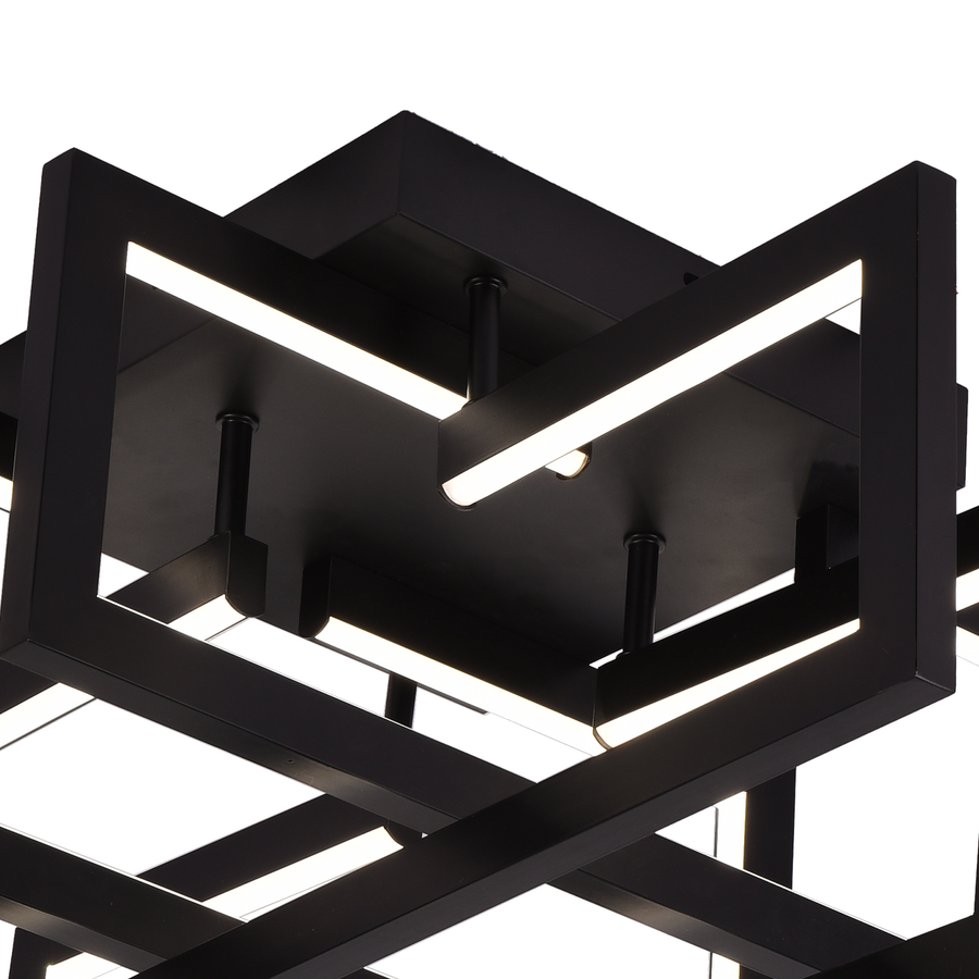 Żyrandol LED z pilotem 98W, 4 elementy, światło zimne/ciepłe/neutralne, możliwość przyciemniania, czarny