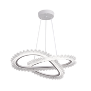 Żyrandol LED Luminis PRISM, kryształ i metal, 210 W, 4 okręgi, ściemnialny, regulowana wysokość, zimne/ciepłe/neutralne światło, luksusowe oświetlenie