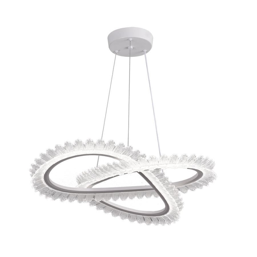 Żyrandol LED Luminis PRISM, kryształ i metal, 210 W, 4 okręgi, ściemnialny, regulowana wysokość, zimne/ciepłe/neutralne światło, luksusowe oświetlenie