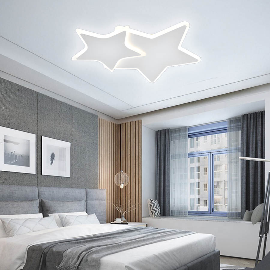 LED żyrandol z pilotem 41 W, gwiazdy, zimno/gorące/neutralne światło, niestabilne, białe