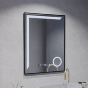 Lustro LED z czujnikiem ruchu MotionGlow Francesca 80x60 cm Ciepłe/Zimne/Neutralne światło Ściemnialny System przeciwmgielny Termometr Zegar Kolekcja Marcello Funghi