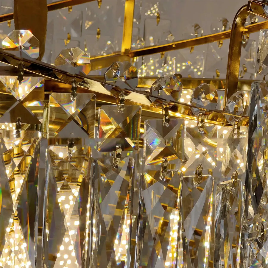 TOPKAPI Eleganza kryształowy żyrandol 8x E14, średnica 49cm, błyszczące złoto, regulowana wysokość