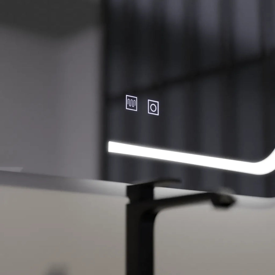 Prostokątne lustro LED, 80x60cm, Touch Ulrich, system przeciwmgielny, ściemnialne
