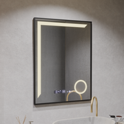 Lustro LED z czujnikiem ruchu MotionGlow Francesca 80x60 cm Ciepłe/Zimne/Neutralne światło Ściemnialny System przeciwmgielny Termometr Zegar Kolekcja Marcello Funghi