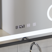 Bernd Touch LED Mirror Defog System, zegar i temperatura 80x60 cm szczotkowana czarna rama lupa kosmetyczna