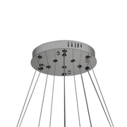 Żyrandol wiszący LED z pilotem i kryształem MIA LATIFAH 70 W, 2 okręgi, światło zimne/ciepłe/neutralne, ściemnialny, chrom błyszczący, regulowana wysokość