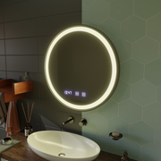 Lustro Otto Touch LED z systemem przeciwmgielnym, zegarem i temperaturą 80 cm, szczotkowana czarna rama