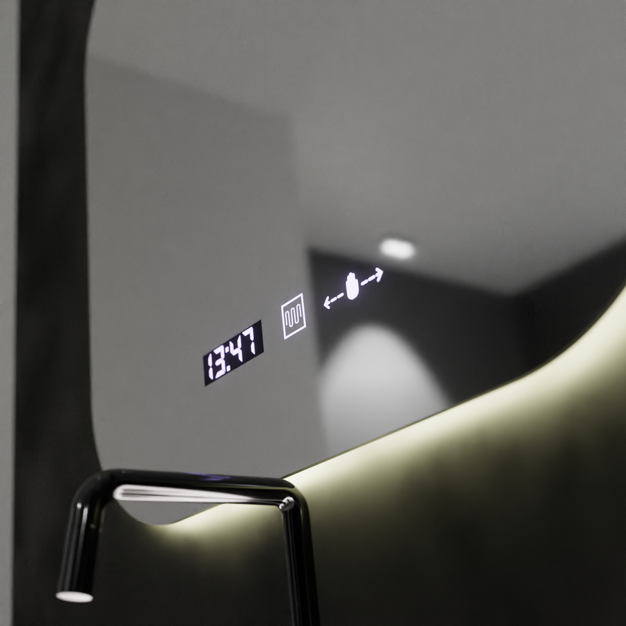 LUD LED prostokątna 60x60 Aura Riflesso Puro Motionglow Marcello, System wyłączający, termometr i zegar