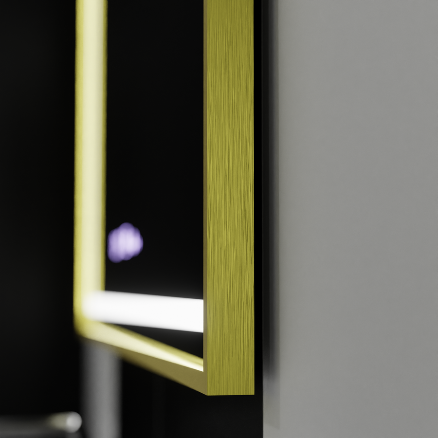 Prostokątne lusterko LED, 120x80 cm, Royale Gold Motionglow Marcello, System zmęczenia, zegar i termometr