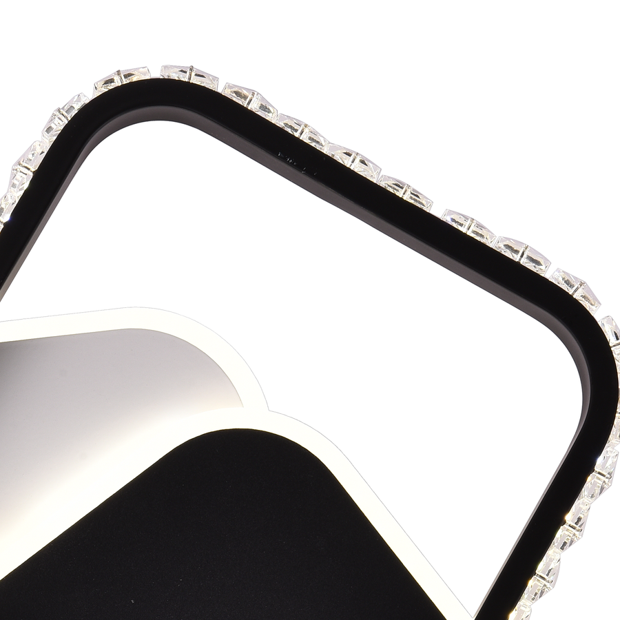 Żyrandol kryształowy LED PRISMIQ 39W, 3 kwadraty, światło zimne/ciepłe/neutralne, czarny