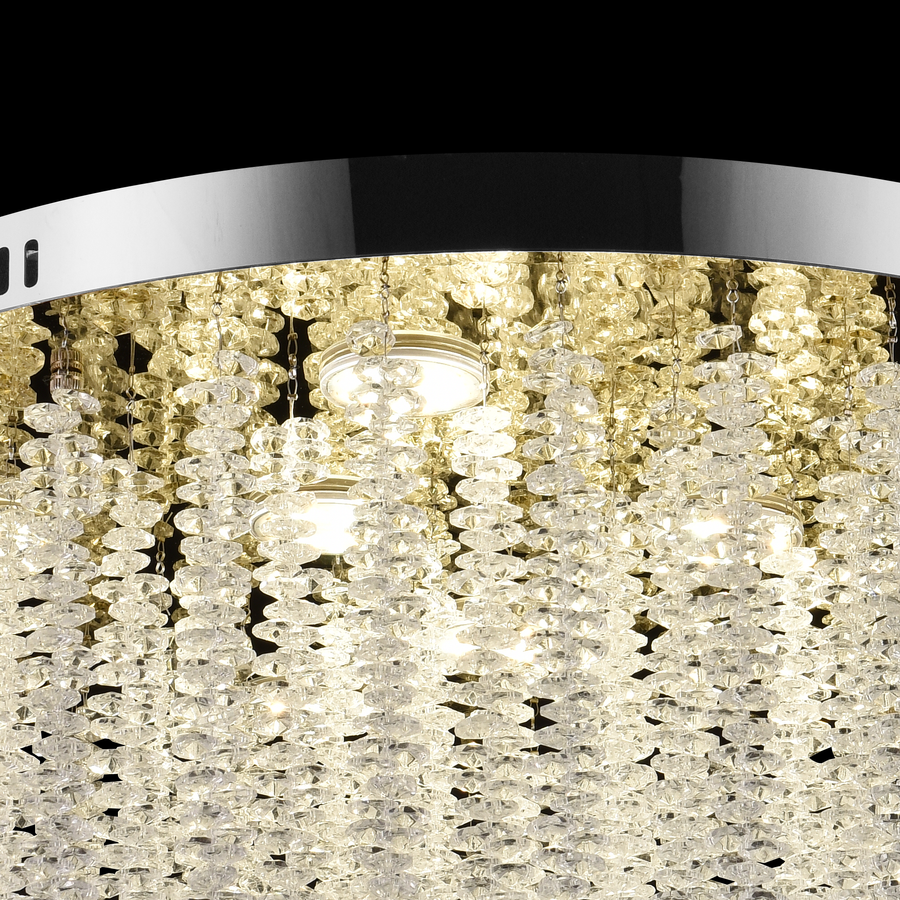 Kryształowy żyrandol LED LLC215/400WH okrągły, 22W, światło zimne/ciepłe/neutralne, kryształ, złoty