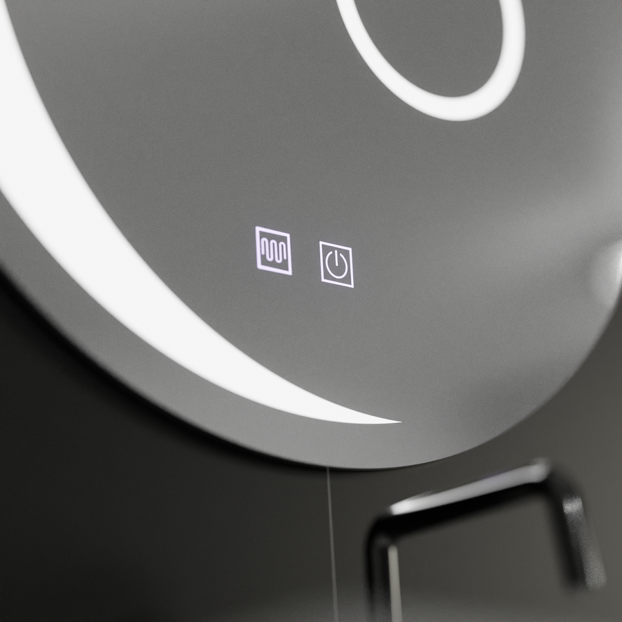 Okrągłe lustro LED, 70 cm, Orbis Touch, system przeciwmgielny, ściemnialne