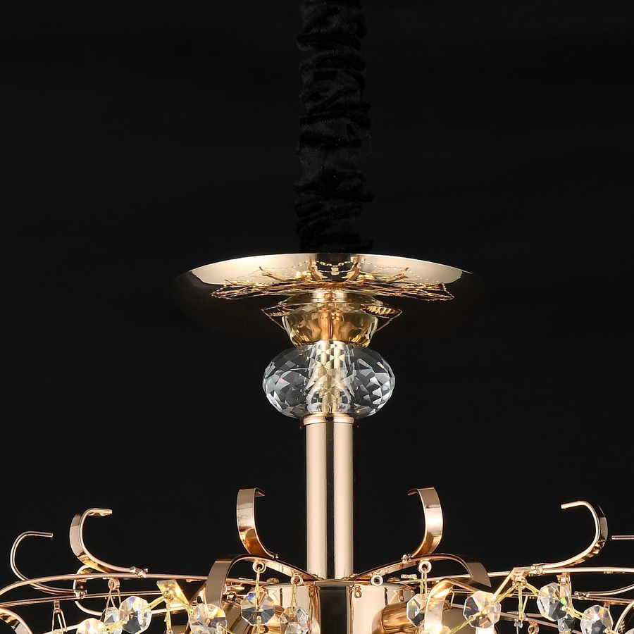 Żyrandol kryształowy Fiamma, 6x E14, średnica 45 cm, złoty