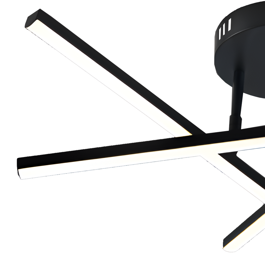 LED żyrandol z pilotem 40 W, 3 elementy, liniowe, zimne/gorące/neutralne światło, niestabilne, czarne