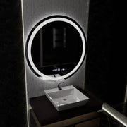 Okrągłe lusterko LED, 100 cm, Celeste Motionglow Marcello, system rozmrażania, zegar i termometr,