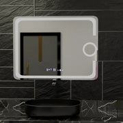 Prostokątne lustro LED, 80x60 cm, Eclat Motionglow Marcello, system rozmrażania, zegar i termometr, kosmetyki