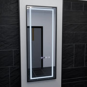 Prostokątne lustro LED, 60x150 cm, czujnik radarowy Bianca Marcello, system przeciwmgielny, zegar i termometr, ściemnialne, Dressing Couture