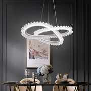 Żyrandol LED Luminis PRISM, kryształ i metal, 210 W, 4 okręgi, ściemnialny, regulowana wysokość, zimne/ciepłe/neutralne światło, luksusowe oświetlenie