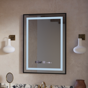 Prostokątne lustro LED 60x80cm Verite Majeste Noir Motion Glow Marcello Defog System Zegar i termometr Ściemnialny