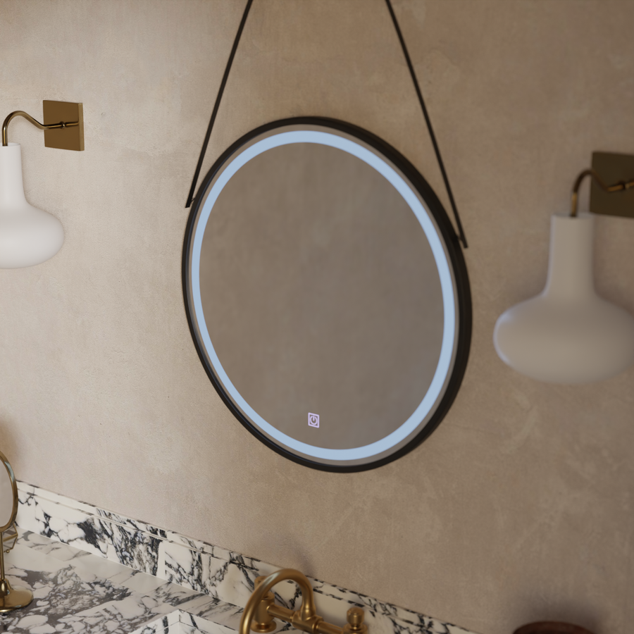 Okrągłe lusterko LED, 60 cm, podstawowy dotyk