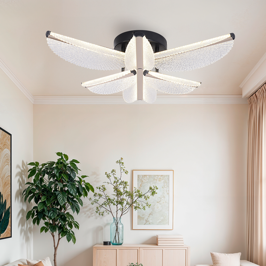 Żyrandol LED z pilotem TULLIO 68W, 6 płatków, światło zimne/ciepłe/neutralne, możliwość przyciemniania, czarny