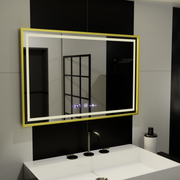 Prostokątne lusterko LED, 120x80 cm, Royale Gold Motionglow Marcello, System zmęczenia, zegar i termometr