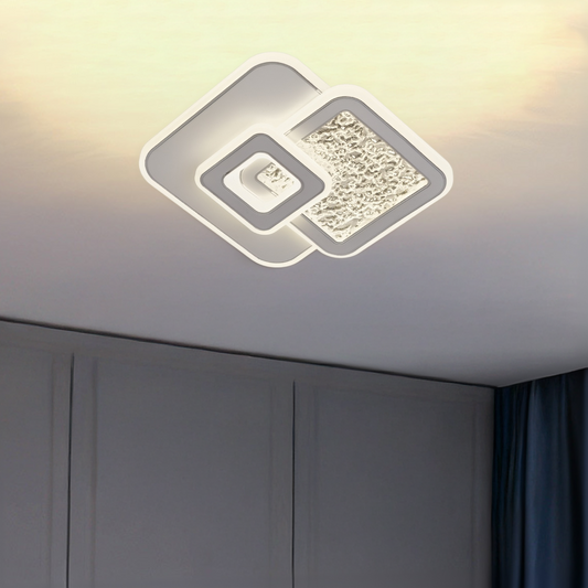 Żyrandol LED KOMPACTO 57W, 3 kwadraty, światło zimne/ciepłe/neutralne, biały