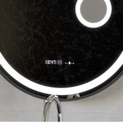 Okrągłe lustro LED, 60 cm, czujnik ruchu Micah Marcello MotionGlow, system przeciwmgielny, zegar i termometr, lupa kosmetyczna, ściemnialna