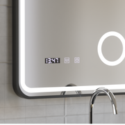 Ulrich Touch LED Mirror Defog System, zegar i temperatura 60x80 cm szczotkowana czarna rama lupa kosmetyczna