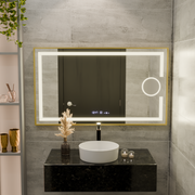 Lustro LED prostokątne 50x70cm Eclat MotionGlow Marcello System przeciwmgielny Zegar i termometr Ściemnialna lupa kosmetyczna