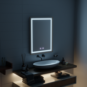 Lustro Kariri Touch LED, 60x80 cm, funkcja Defro, rama w kolorze różowego złota szczotkowanego
