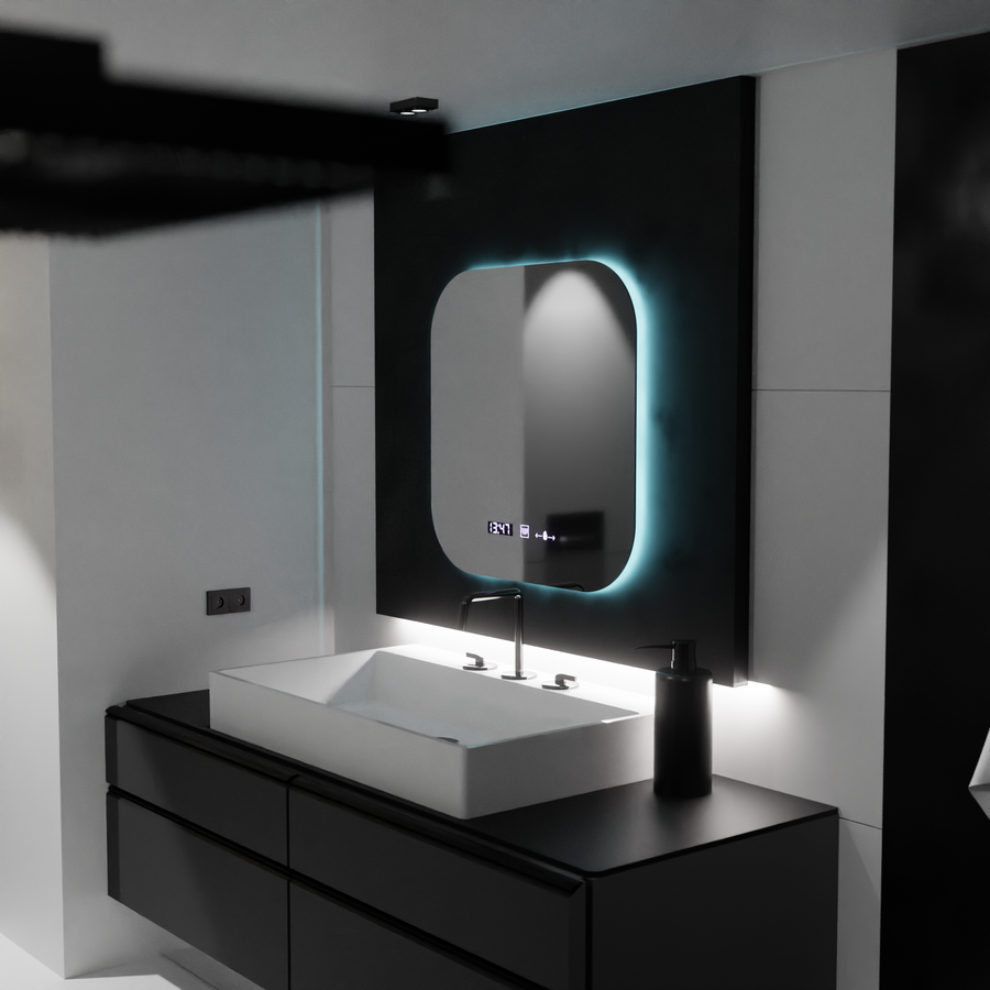 LUD LED prostokątna 60x60 Aura Riflesso Puro Motionglow Marcello, System wyłączający, termometr i zegar