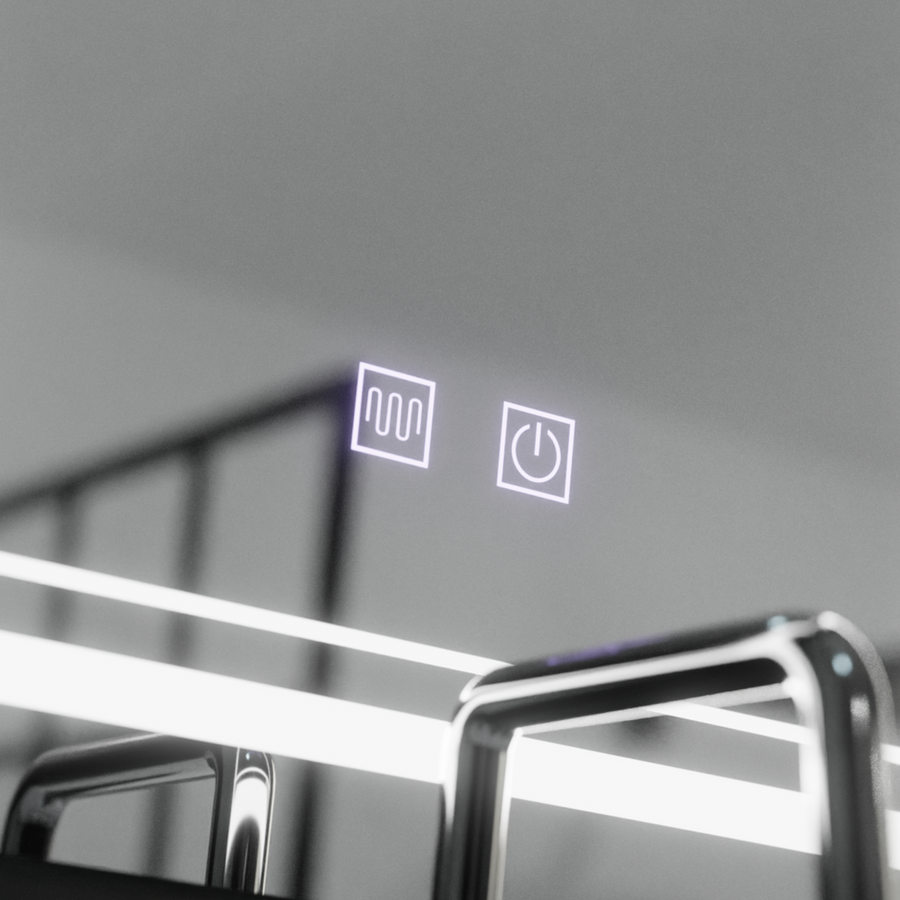 Prostokątne lustro LED, 50x70cm, Koven Touch, system przeciwmgielny, ściemnialne