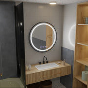 Okrągłe lustro LED, 60 cm, Celeste Majeste Noir Eleve MotionGlow Marcello, system przeciwmgielny, zegar i termometr, ściemnialne