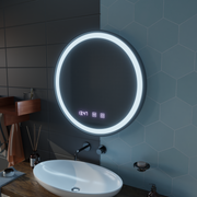 Lustro Otto Touch LED z systemem przeciwmgielnym, zegarem i temperaturą 80 cm, szczotkowana czarna rama