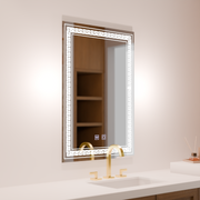 Prostokątne lustro LED, 60x80cm, Vivido Touch, system przeciwmgielny, ściemnialne