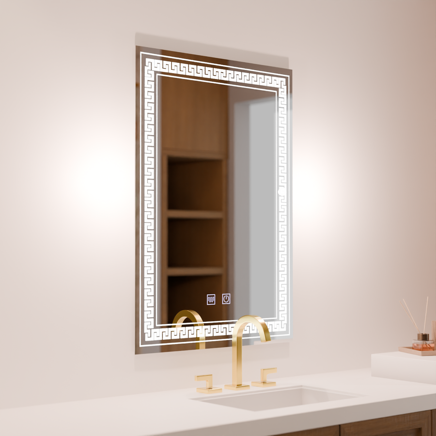 Prostokątne lustro LED, 60x80cm, Vivido Touch, system przeciwmgielny, ściemnialne