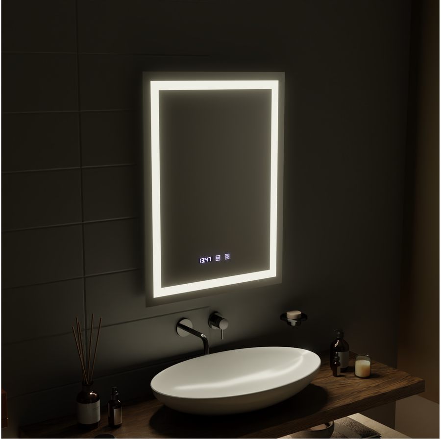 MODENA LED Touch Mirror System odmgławiania, zegara i temperatury 60x80 cm